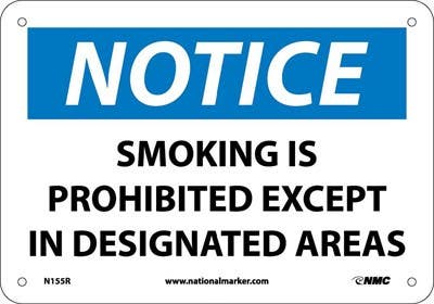 AccuformNMC MSMK OSHA Notice Safety Sign, Smoking Prohibited Except In Designated Areas