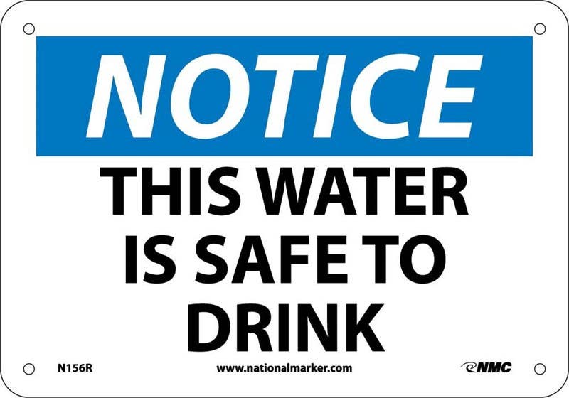 AccuformNMC N156 Notice, This Water Is Safe To Drink Sign, 7" H x 10" W