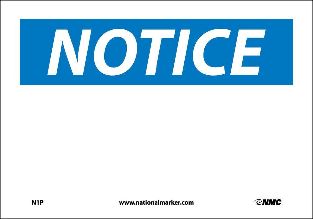 AccuformNMC N1 Notice Sign, Blank (Heading Only), 14" H x 20" W