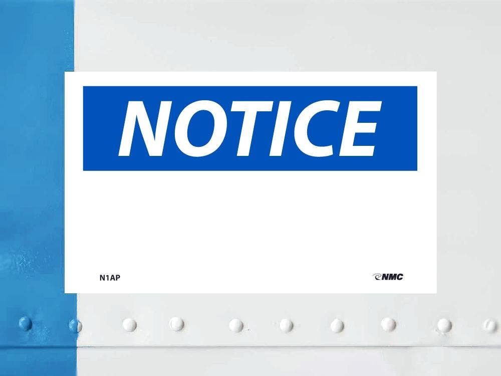 AccuformNMC LRBH837VSP OSHA Notice Safety Label, (Blank), Adhesive Vinyl, 3-1/2" x 5", 5/Pk