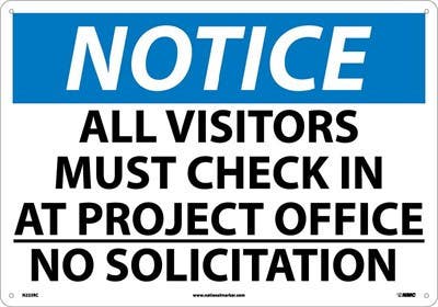 AccuformNMC MADM Really BIGSigns OSHA Notice Safety Sign, All Visitors Must Check In At Project Office…