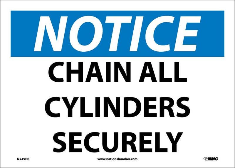 AccuformNMC MCPG OSHA Notice Safety Sign, Chain All Cylinders Securely