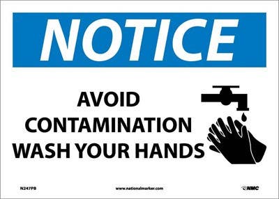AccuformNMC MRST804 OSHA Notice Safety Sign, Avoid Contamination - Wash Your Hands, 10" x 14"