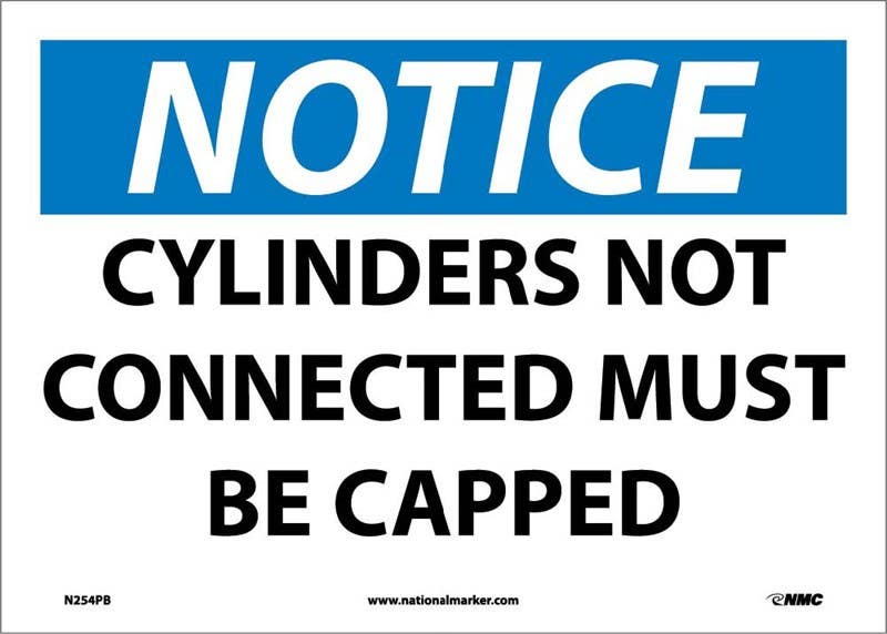 AccuformNMC MCPG OSHA Notice Safety Sign, Cylinders Not Connected - Must Be Capped
