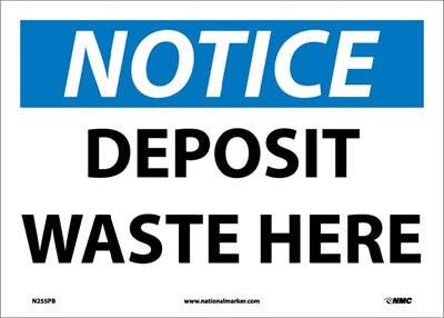 AccuformNMC N255 Notice, Deposit Waste Here Sign, 10" x 14"