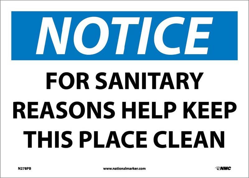 AccuformNMC MHSK830 OSHA Notice Safety Sign, For Sanitary Reasons Help Keep This Place Clean, 10" x 14"