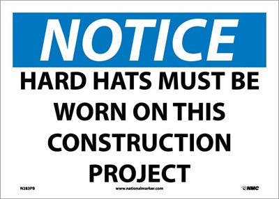 AccuformNMC MPPE OSHA Notice Safety Sign, Hard Hats Must Be Worn On This Construction Project