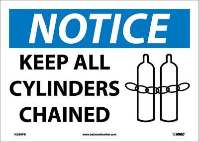 AccuformNMC MCPG815 OSHA Notice Cylinder Sign, Keep All Cylinders Chained, 10" x 14"