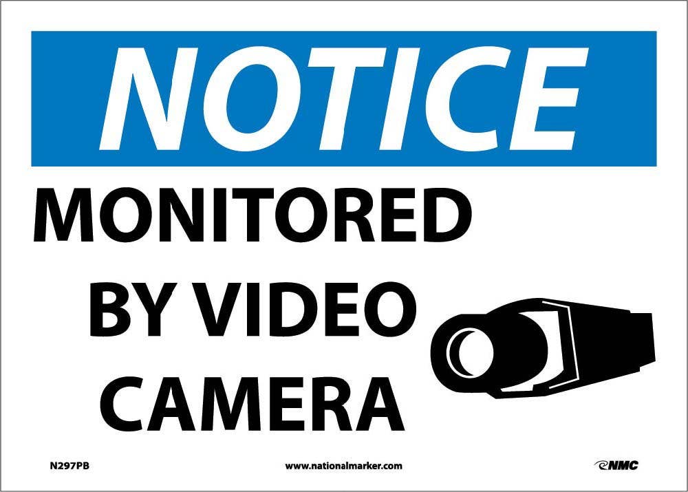AccuformNMC N297 Notice, Monitored By Video Camera Sign, 10" x 14"