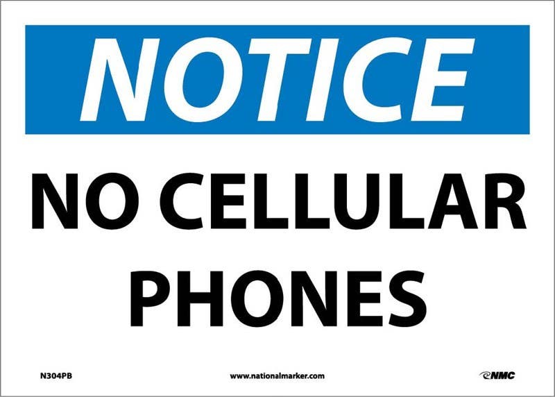 AccuformNMC N304 Notice, No Cellular Phones Sign, 10" x 14"