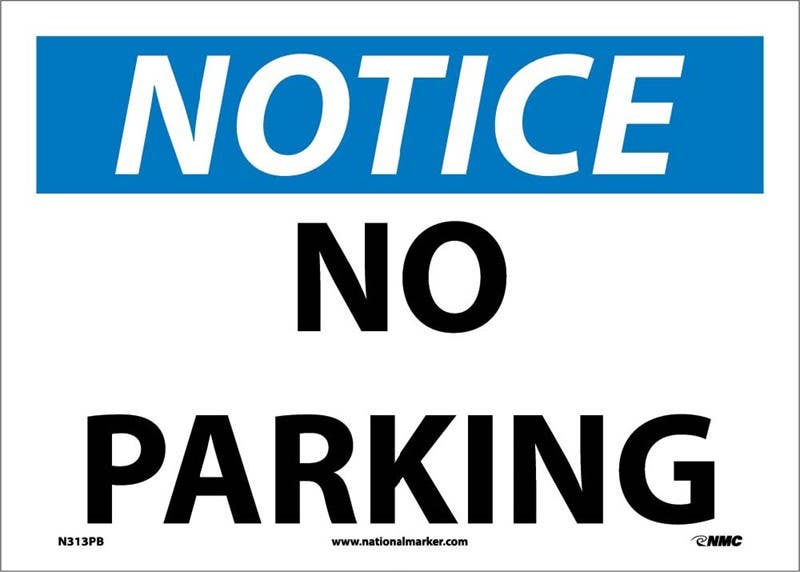 AccuformNMC MVHR449 OSHA Notice Safety Sign, No Parking, 12" x 18"
