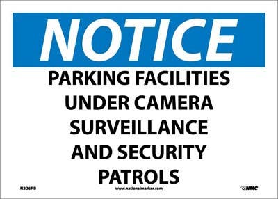 AccuformNMC MASE804 OSHA Notice Safety Sign, Parking Area Under Surveillance..., 10" x 14"