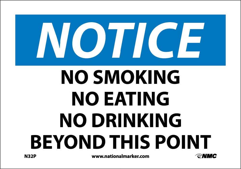AccuformNMC MSMK OSHA Notice Safety Sign, No Smoking No Eating No Drinking In This Area