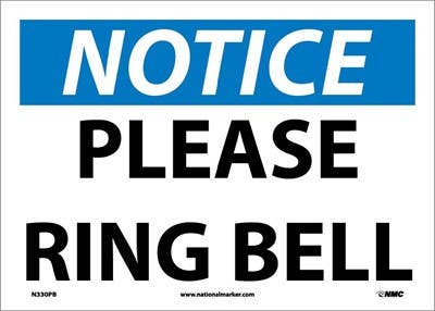 AccuformNMC N330AB Notice, Please Ring Bell Sign, Standard Aluminum, 10" x 14"
