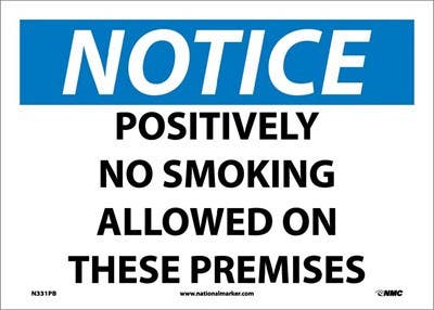 AccuformNMC MSMK OSHA Notice Smoking Control Sign, Positively No Smoking Allowed On The Premises