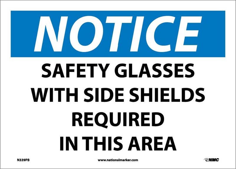 AccuformNMC MPPE OSHA Notice Safety Sign, Safety Glasses With Side Shields Required In This Area