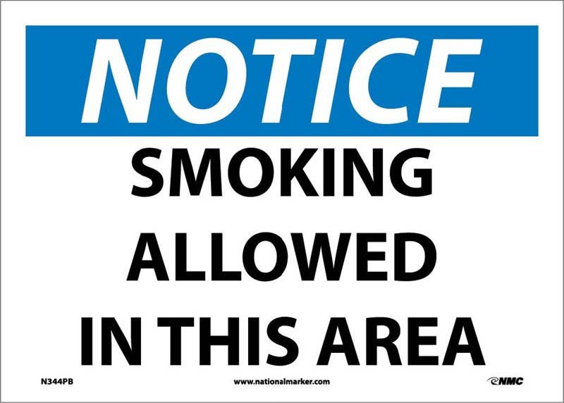 AccuformNMC MSMK806 OSHA Notice Safety Sign, Smoking Allowed In This Area, 10" x 14"