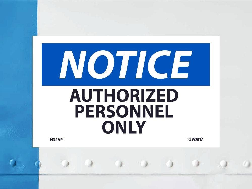 AccuformNMC LADM804VSP OSHA Notice Safety Label, Authorized Personnel Only, Adhesive Vinyl, 3-1/2" x 5", 5/Pk