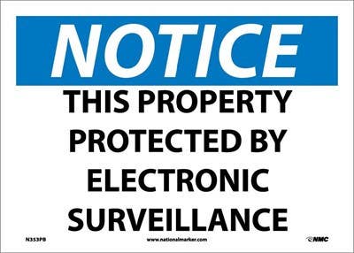 AccuformNMC N353 Notice, This Property Protected By Electronic Surveillance Sign, 10" x 14"
