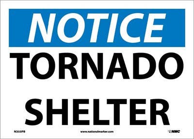 AccuformNMC M OSHA Notice Safety Sign, Tornado Shelter