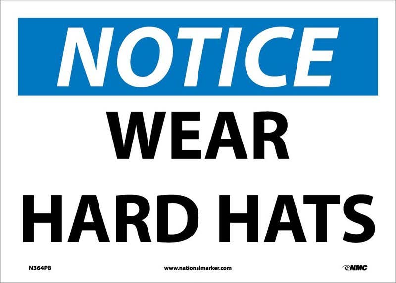 AccuformNMC N364 Notice, Wear Hard Hats Sign, 10" x 14"