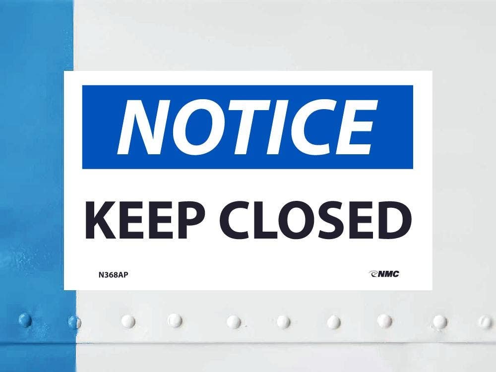 AccuformNMC LEQM801VSP OSHA Notice Safety Label, Keep Closed, Adhesive Vinyl, 3-1/2" x 5", 5/Pk