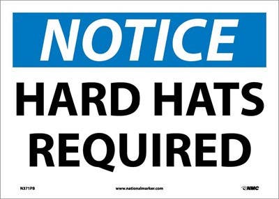 AccuformNMC MPPE824 OSHA Notice Safety Sign, Hard Hats And Eye Protection Required…,10" x 14"