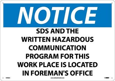 AccuformNMC MCHM OSHA Notice Safety Sign, SDS And The Written Hazardous Communication…