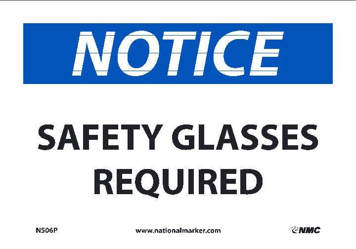 AccuformNMC N506R Notice, Safety Glasses Required Sign, Rigid Plastic, 7" H x 10" W