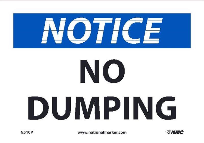 AccuformNMC MHSK OSHA Notice Safety Sign, No Dumping