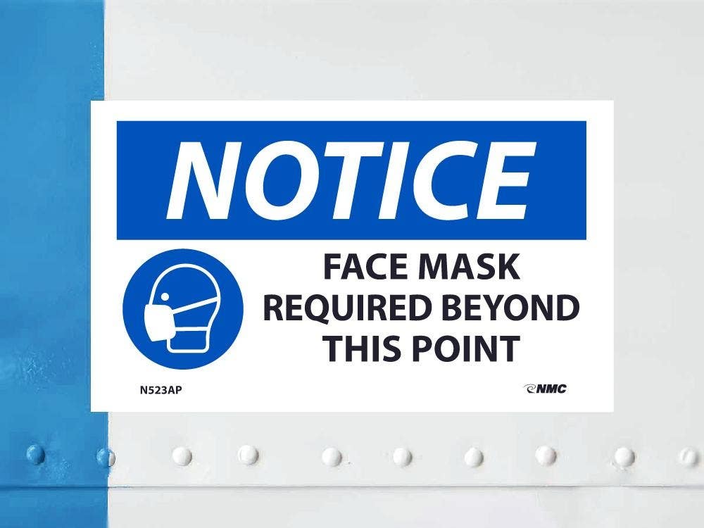 AccuformNMC N523AP Notice Face Mask Required Beyond This Point Label, 3" x 5", Adhesive Backed Vinyl, 5/Pk