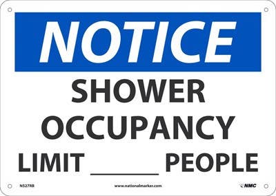 AccuformNMC N528 Notice, Shower Occupancy Limit ___ People Sign, 10" x 14"