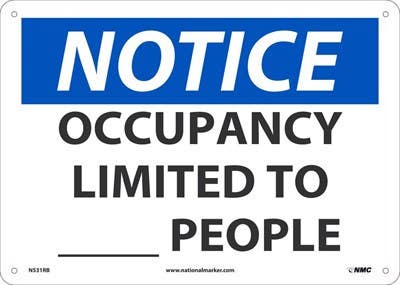 AccuformNMC MCAP Safety Sign, Maximum Occupancy Not To Exceed ___ Persons