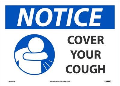AccuformNMC N535 Notice, Cover Your Cough Sign, 10" x 14"
