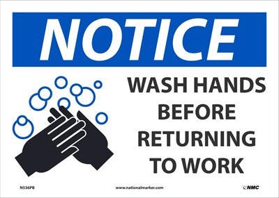 AccuformNMC MRST OSHA Notice Safety Sign, Wash Hands Before Returning To Work