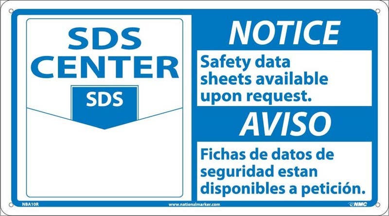 AccuformNMC NBA10 Notice, Safety Data Sheets Available Sign (Graphic), Bilingual, 10" x 18"