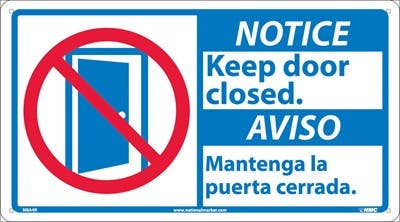 AccuformNMC MTAS802 Bilingual ANSI Sign - Keep Door Closed Sign, 10" x 14"