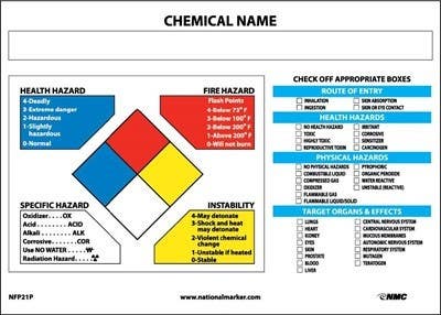 AccuformNMC NFP21P NFPA Targe Organ Label, 5" x 7", Adhesive Backed Vinyl