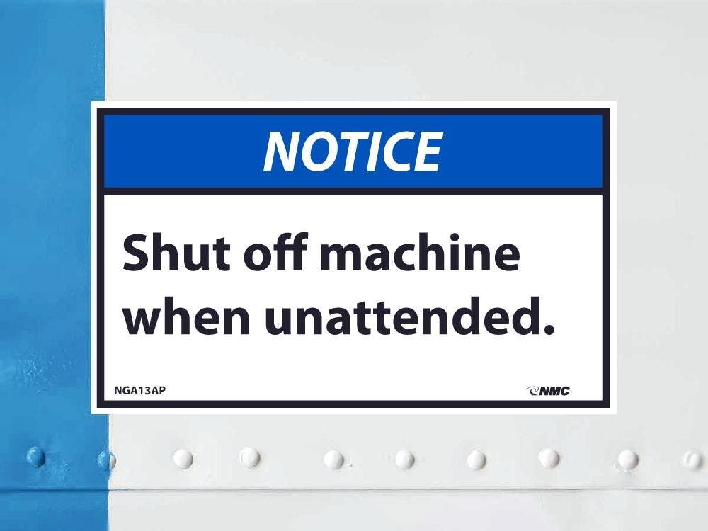AccuformNMC LEQM808VSP OSHA Notice Safety Label, Shut Off Machine..., Adhesive Vinyl, 3-1/2" x 5", 5/Pk