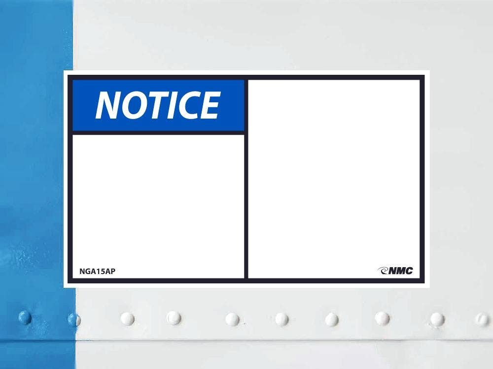 AccuformNMC NGA15AP Notice Label, Blank, 3" x 5", Adhesive Backed Vinyl, 5/Pk