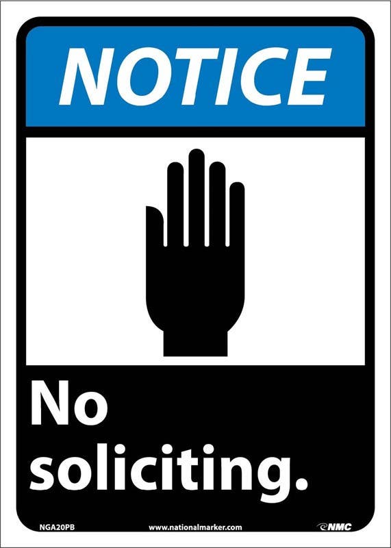 AccuformNMC NGA20 Notice, No Soliciting Sign, 14" x 10"