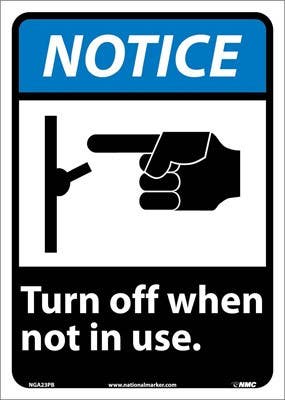 AccuformNMC NGA23 Notice, Turn Off When Not In Use (Graphic), 14" x 10"