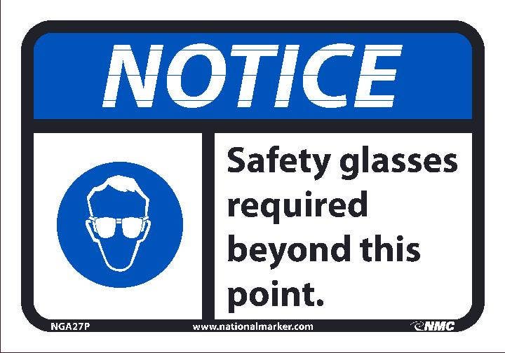 AccuformNMC MPP OSHA Notice Safety Sign, Safety Glasses Required Beyond This Point