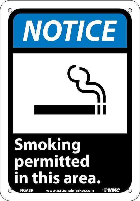 AccuformNMC MRMK ANSI Notice Safety Sign, Smoking Permitted In This Area