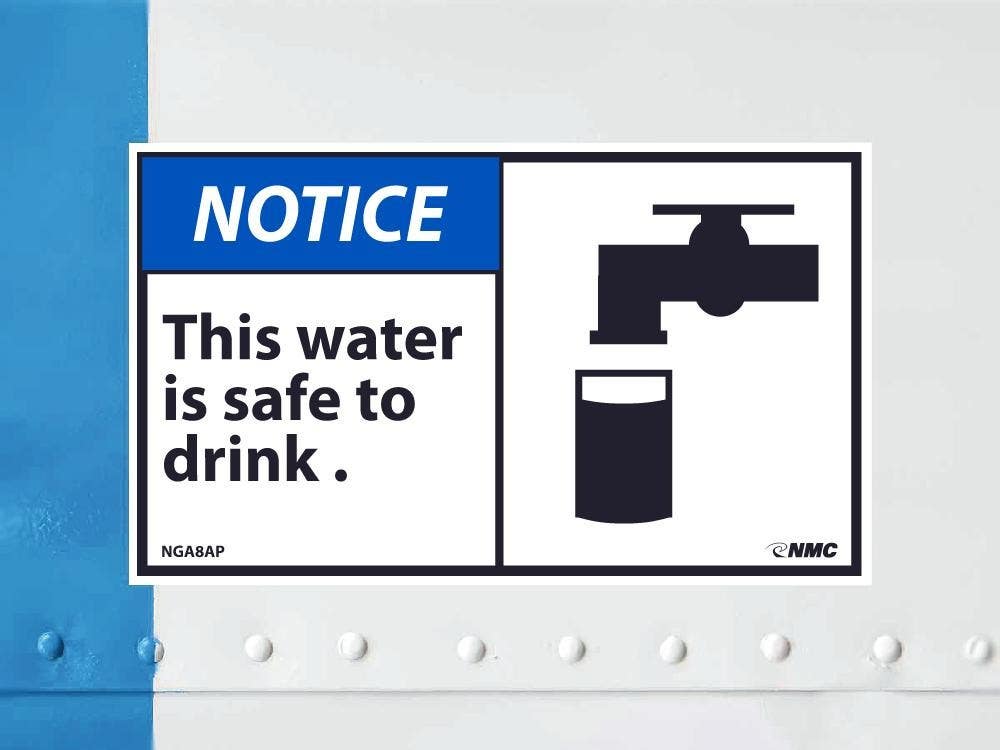 AccuformNMC LCAW807VSP OSHA Notice Safety Label, This Water Is Safe To Drink, Adhesive Vinyl, 3-1/2" x 5", 5/Pk