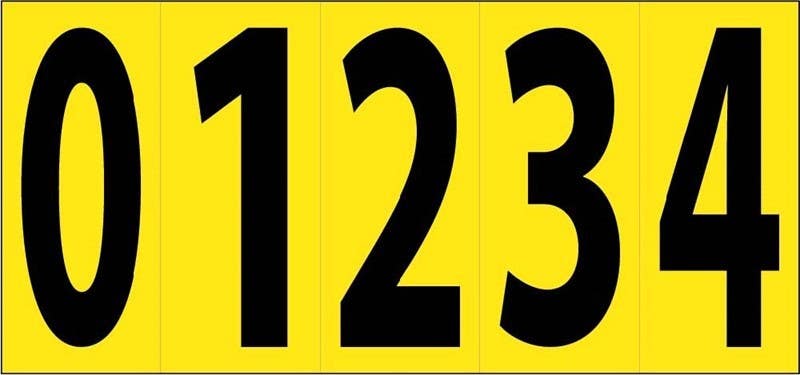 AccuformNMC NPS16 Self-Adhesive Number Card Label, 3", 0-4 (5 Numbers/Card), PS Cloth