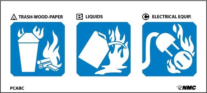 AccuformNMC PCABC Special Use Extinguisher Sign, 2.25" x 5", Adhesive Backed Vinyl, 100/Pk
