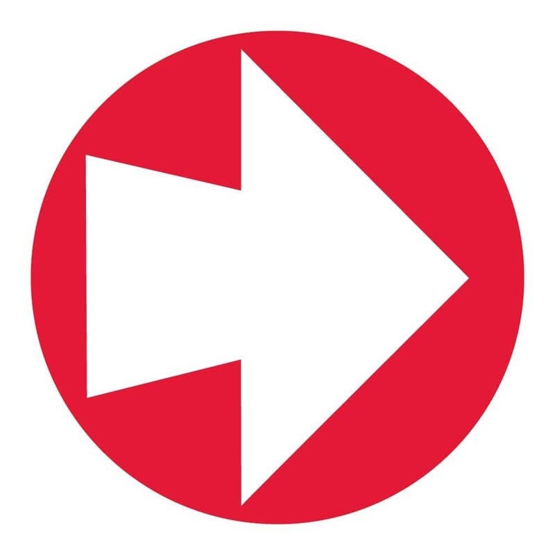 AccuformNMC PDA Round Right Arrow Symbol, 4" Dia., Adhesive Backed Vinyl