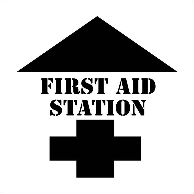 AccuformNMC PMS206 First Aid Station w/ Arrow Plant Marking Stencil, 24" x 24"