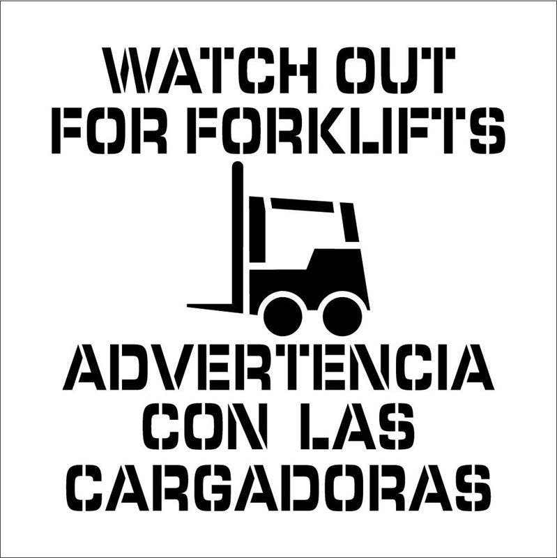 AccuformNMC PMS231BI Watch Out For Forklifts Plant Marking Stencil, Bilingual, Graphic, 24" x 24", .060 Plastic